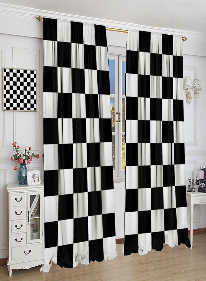 YSWOW Racing Curtains for Kids Bedroom Decor Simple Black and White Checkered Flag Pattern Art Printed Window Drapes W21xL45in Decor - Image 5
